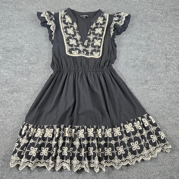 En Saison Dresses & Skirts - En Saison Dress Women Medium Black Eyelet Embroidered Cotton Mini
